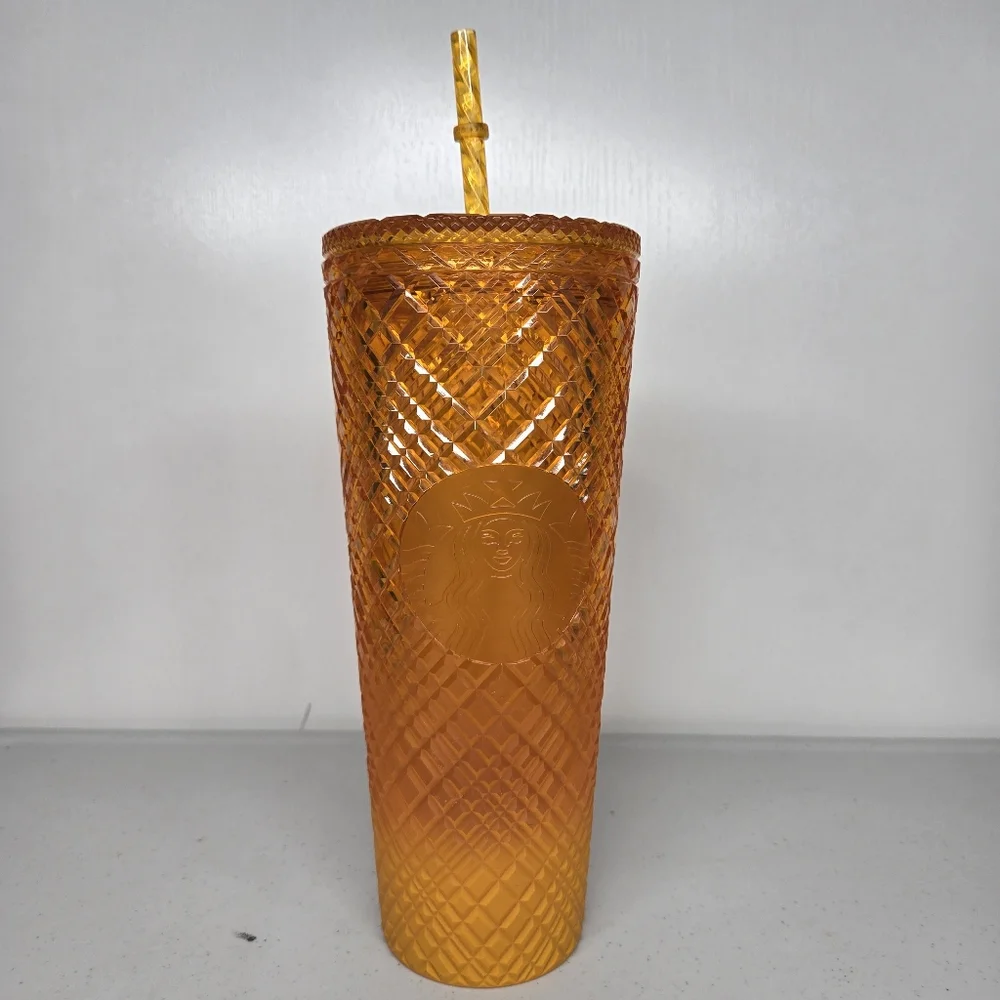 NEW Starbucks 2022 Summer Orange MANGO OMBRE Jeweled Venti Cold Cup Tumbler 24oz